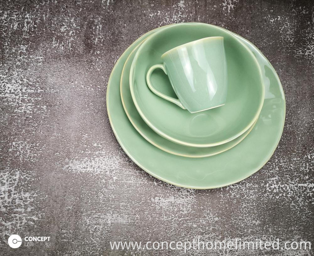 Reactive Glazed Stoneware Dinner Set In Jade Green Ch22067 G14 2